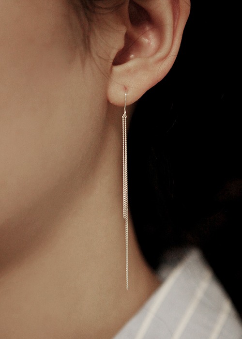 [925 silver] 심플 실버 투라인 귀걸이 ‘sole’